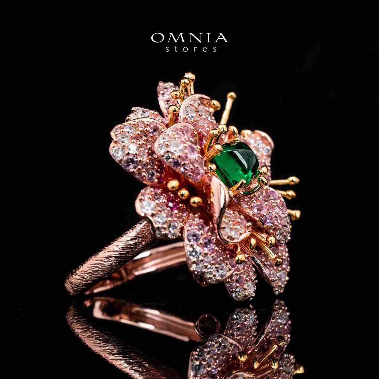 Lillie Flower Rose Gold Ring in 925 Silver With High Quality Simulated Diamonds - Image 3