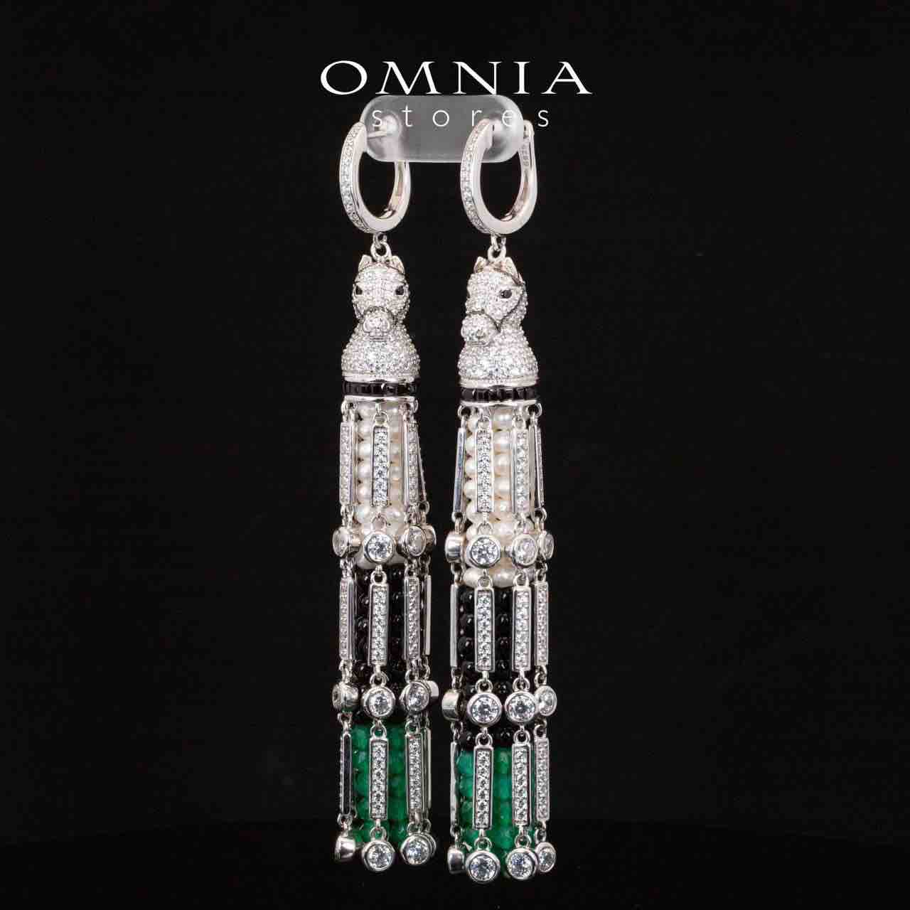 Omnia Vania Multi Color Horse Design Long Chain Necklace & Drop Earrings Set in 925 Silver With High Quality Simulated Diamonds - Image 5