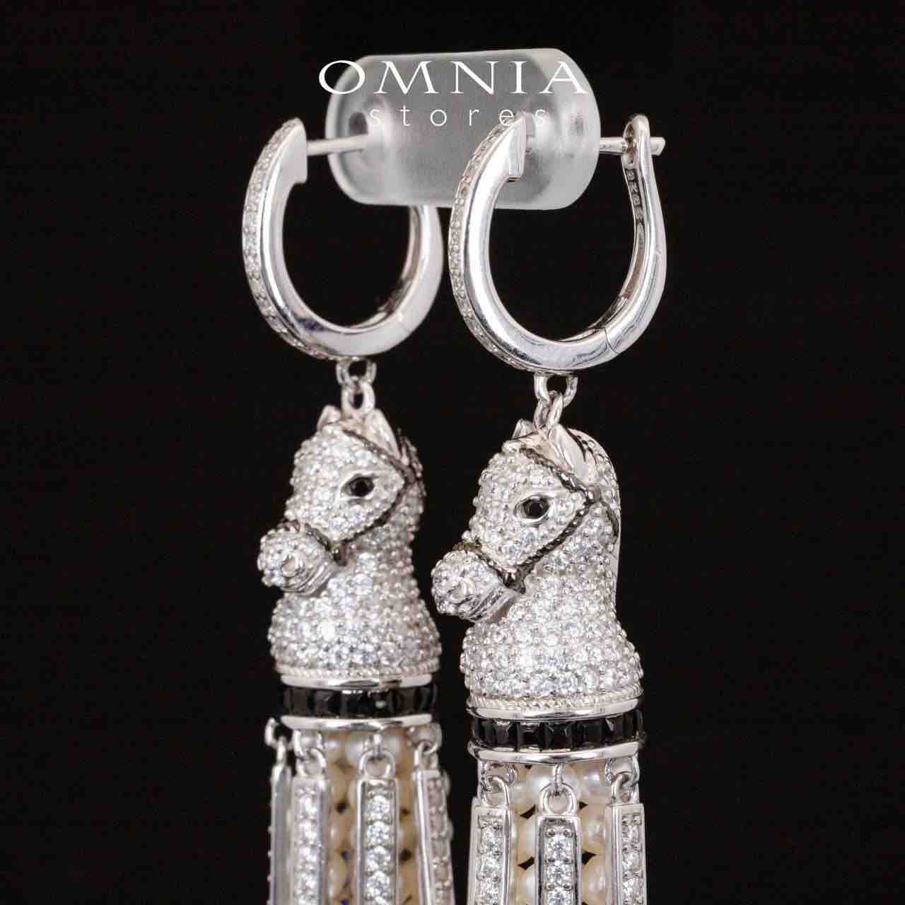 Omnia Vania Multi Color Horse Design Long Chain Necklace & Drop Earrings Set in 925 Silver With High Quality Simulated Diamonds - Image 8