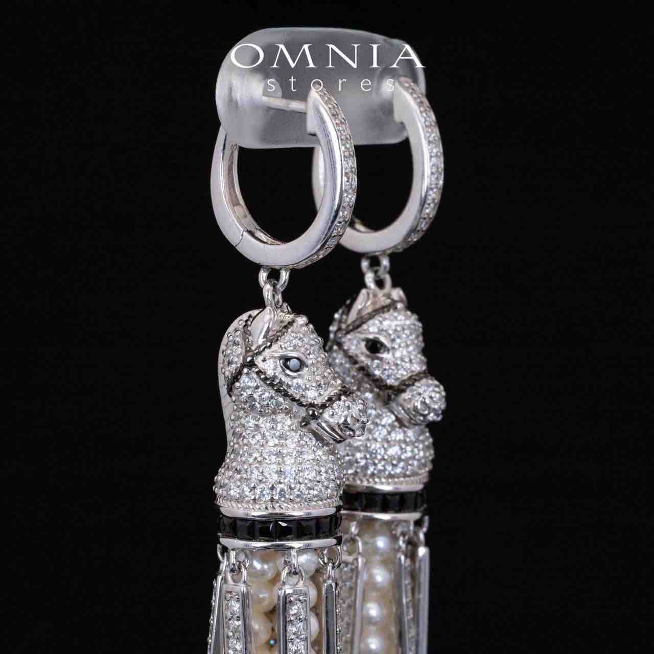 Omnia Vania Multi Color Horse Design Long Chain Necklace & Drop Earrings Set in 925 Silver With High Quality Simulated Diamonds - Image 7