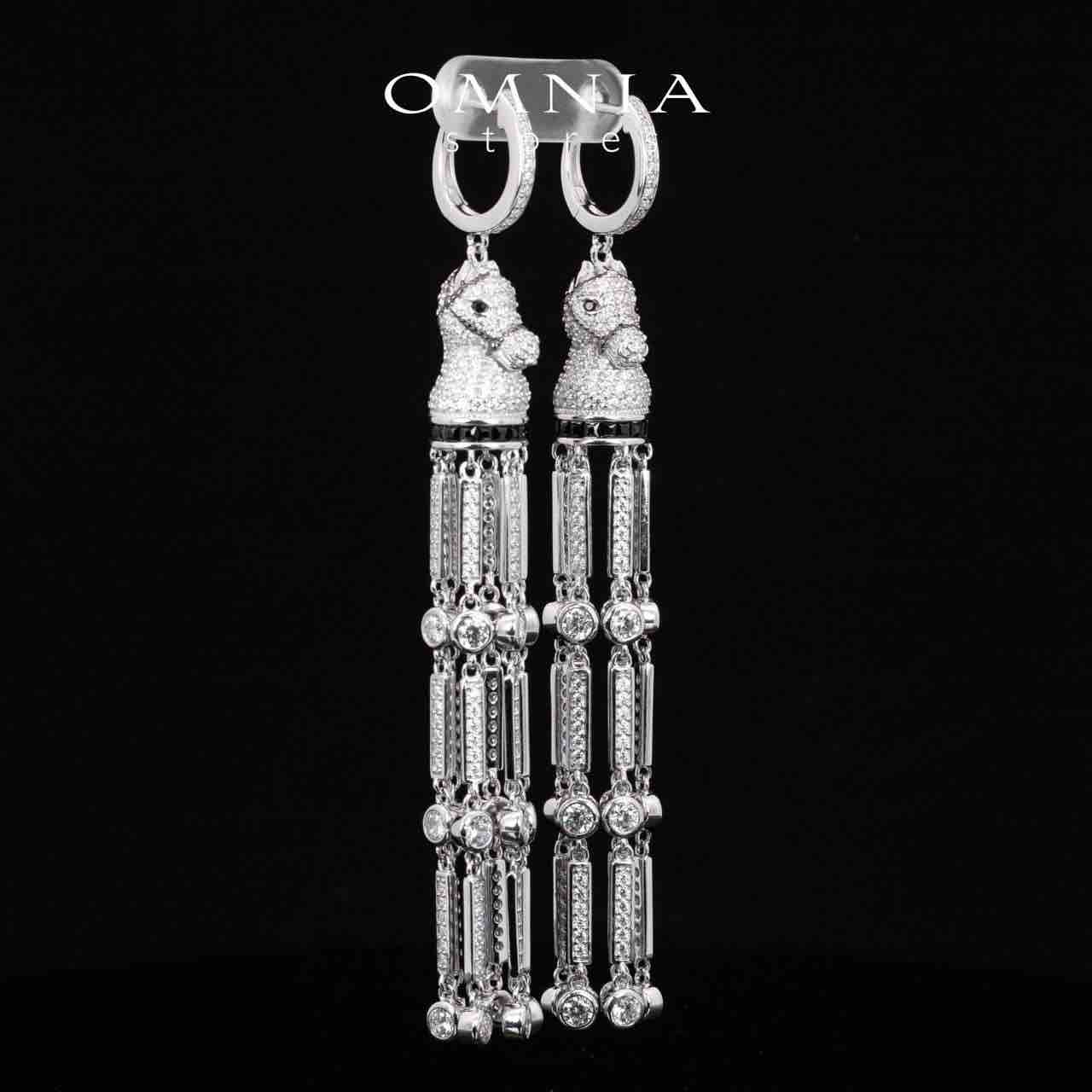 Omnia Vania White Horse Design Long Chain Necklace & Drop Earrings Set in 925 Silver With High Quality Simulated Diamonds - Image 8