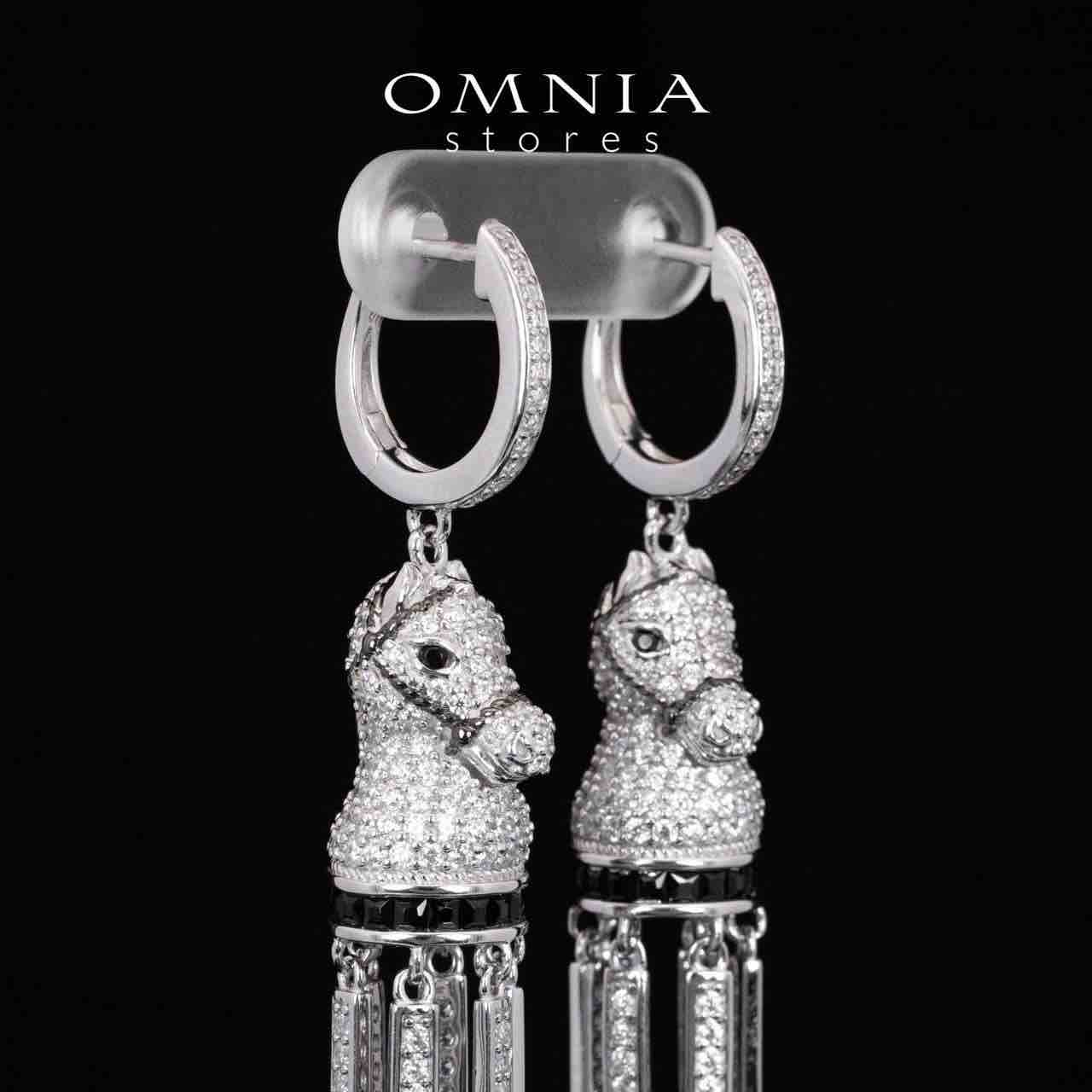 Omnia Vania White Horse Design Long Chain Necklace & Drop Earrings Set in 925 Silver With High Quality Simulated Diamonds - Image 7