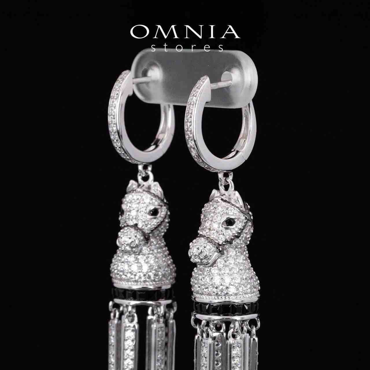 Omnia Vania White Horse Design Long Chain Necklace & Drop Earrings Set in 925 Silver With High Quality Simulated Diamonds - Image 6