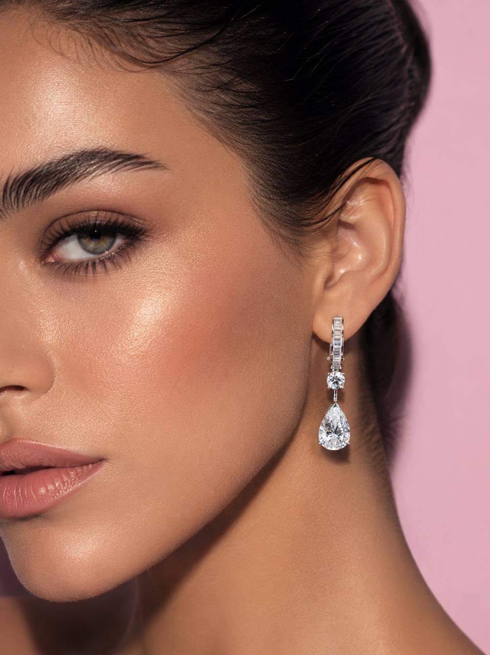 Layanna Pear Cut Drop Earrings With Certified High Quality Premium Stones in 925 Silver - Image 3