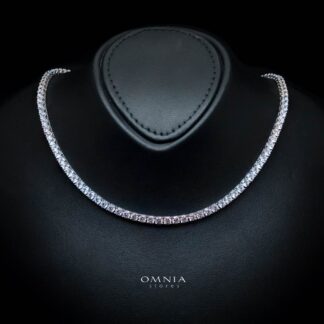 Calisha 3.0mm White Simulated Diamonds Tennis Necklace in 925 Silver
