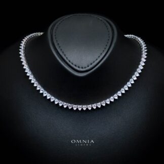 Agna Heart 4.0mm White Simulated Diamonds Tennis Necklace in 925 Silver