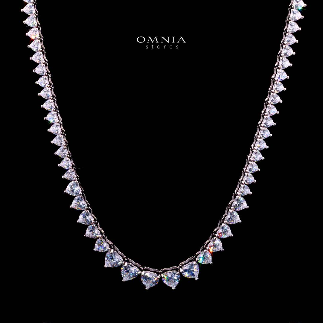 Teesha Heart 11.0mm White Simulated Diamonds Tennis Necklace in 925 Silver - Image 2
