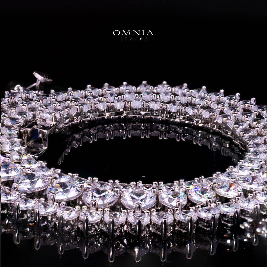 Teesha Heart 11.0mm White Simulated Diamonds Tennis Necklace in 925 Silver - Image 3