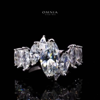 Liza White Marquise Cut Ring in 925 Silver With High Quality Simulated Diamonds