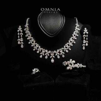 Elaine White Bridal Full Set in 925 Silver High Quality Simulated Diamonds