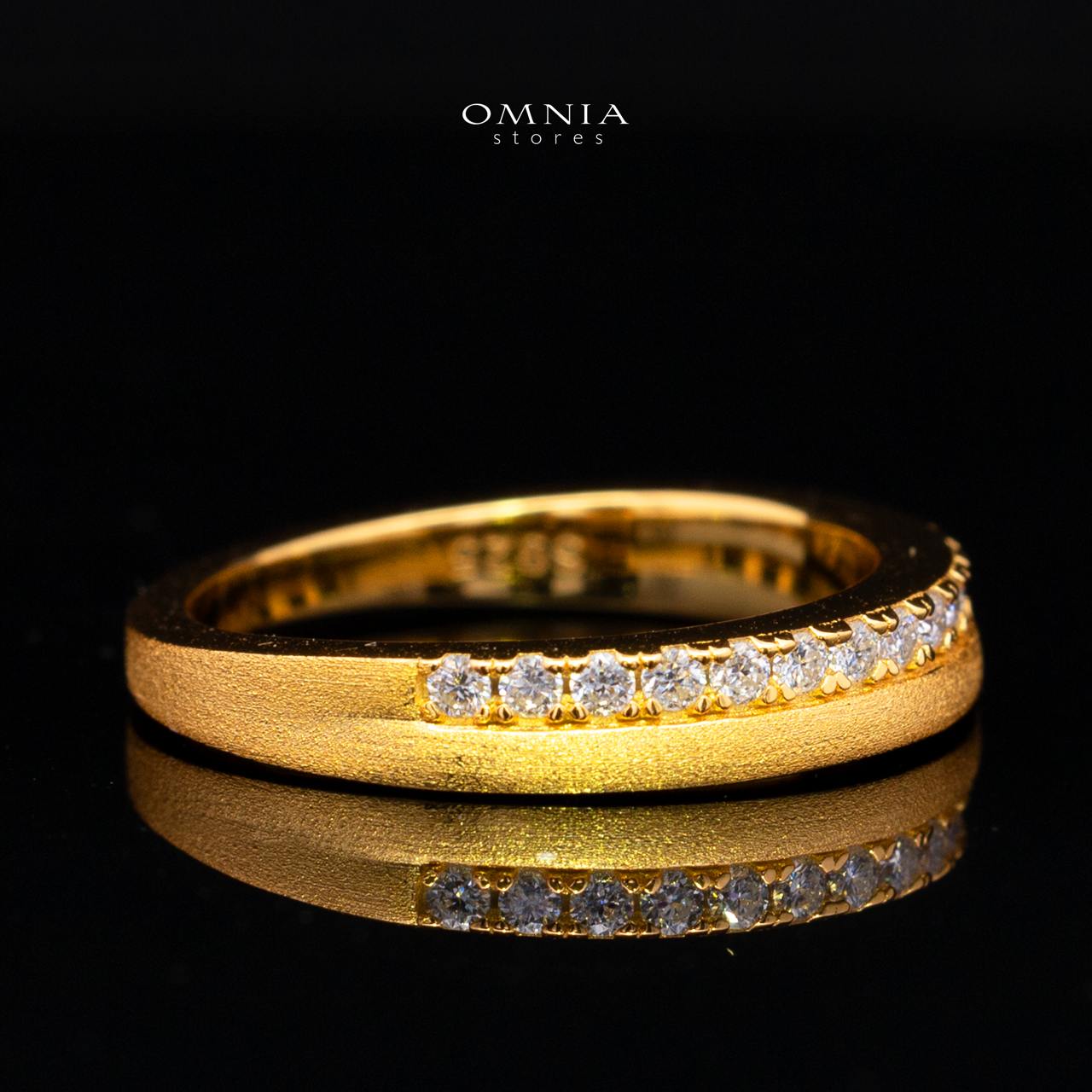 Hailey White Moissanite Minimalist Half Eternity Band Ring – Gold-Plated 925 Sterling Silver - Image 3