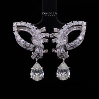 Mary Winged White Drop Earrings: High-Quality Premium Simulated Diamond in 925 Silver