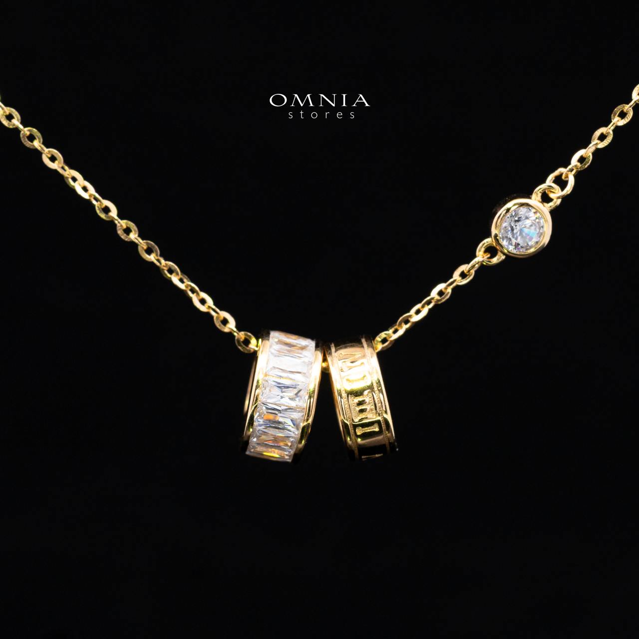 Zhalia Gold Hoop Necklace and Earrings Set in 925 Sterling Silver with Premium Simulated Diamonds - Image 2