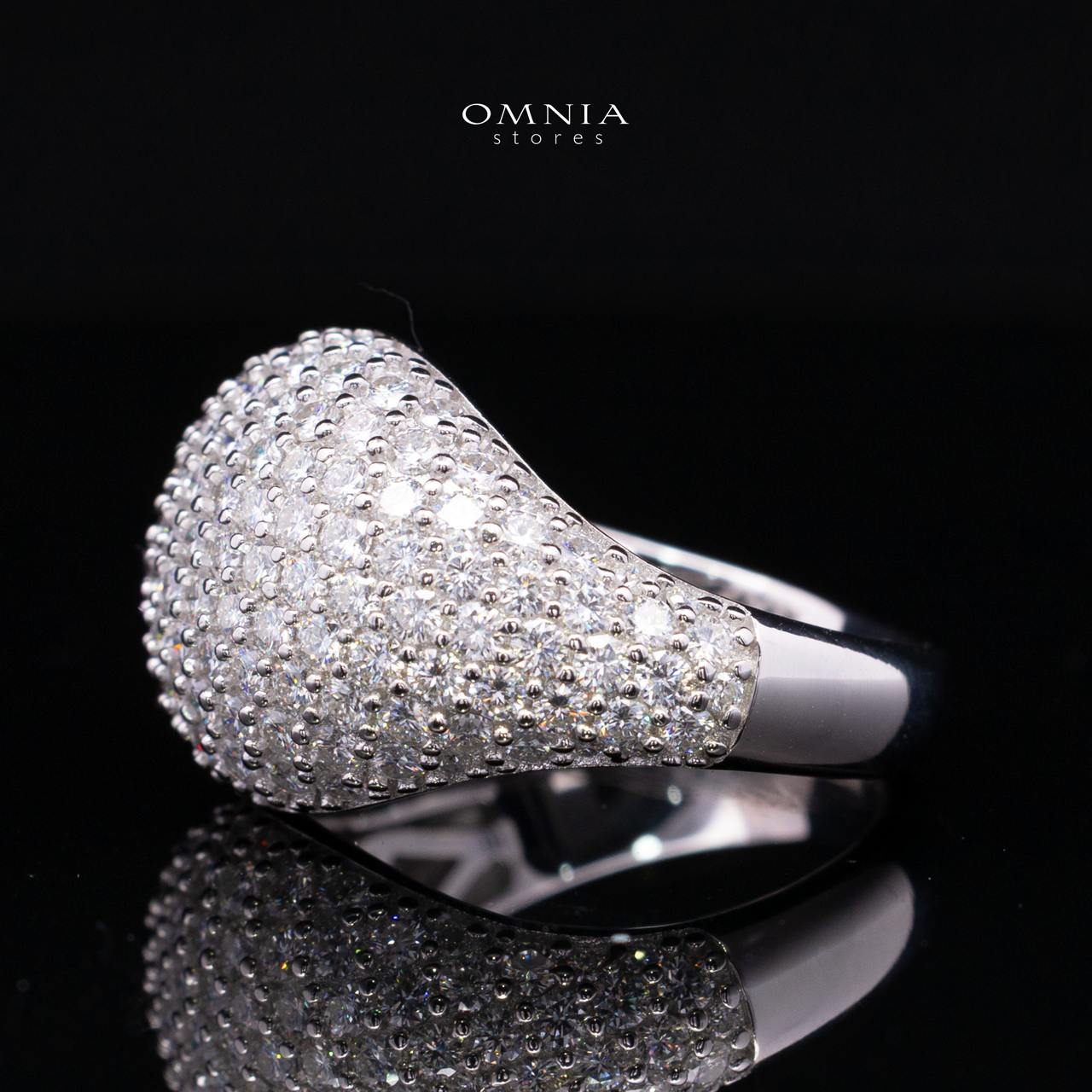 Galla White Moissanite Signature Cluster Dome Ring – Rhodium-Plated 925 Silver - Image 2