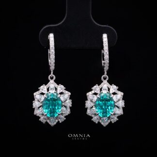 Rachel Lab-Grown Paraiba Earring with GRC Certificate, Oval 6x8mm in 925 Sterling Silver