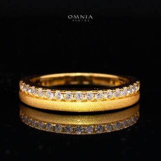 Hailey White Moissanite Minimalist Half Eternity Band Ring – Gold-Plated 925 Sterling Silver