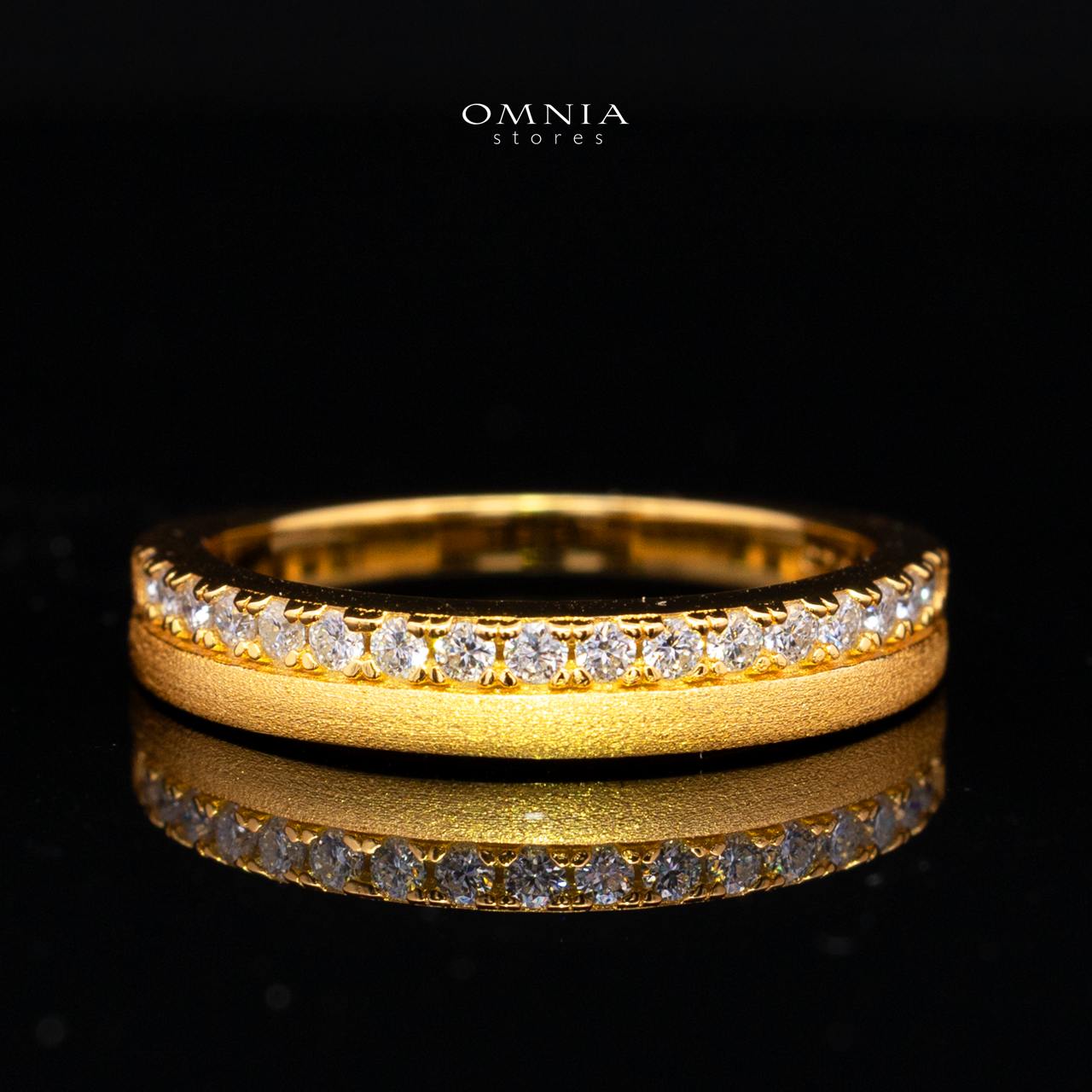 Hailey White Moissanite Minimalist Half Eternity Band Ring – Gold-Plated 925 Sterling Silver