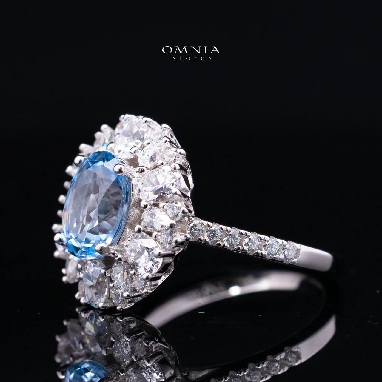 Milania Lab Grown Synthetic Spinel Sky Blue Stones With GRC Certified Ring in 925 Silver - Image 2
