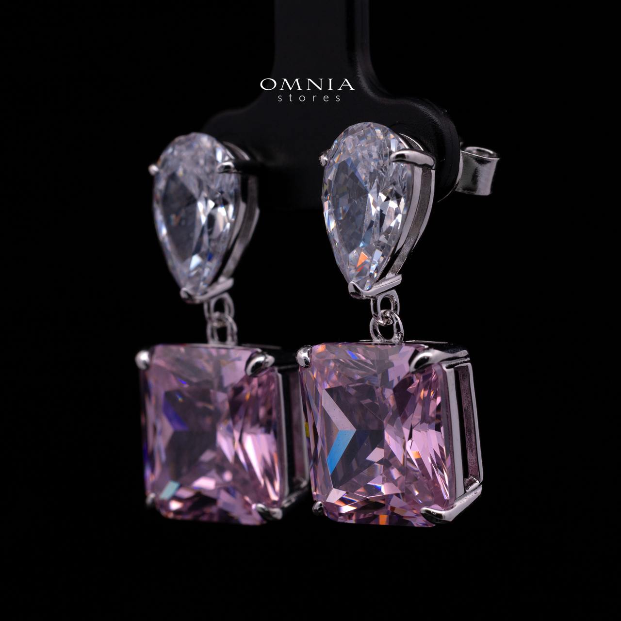 Bettina Pink Drop Earrings in 925 Silver with High-Quality Simulated Diamonds - Image 2