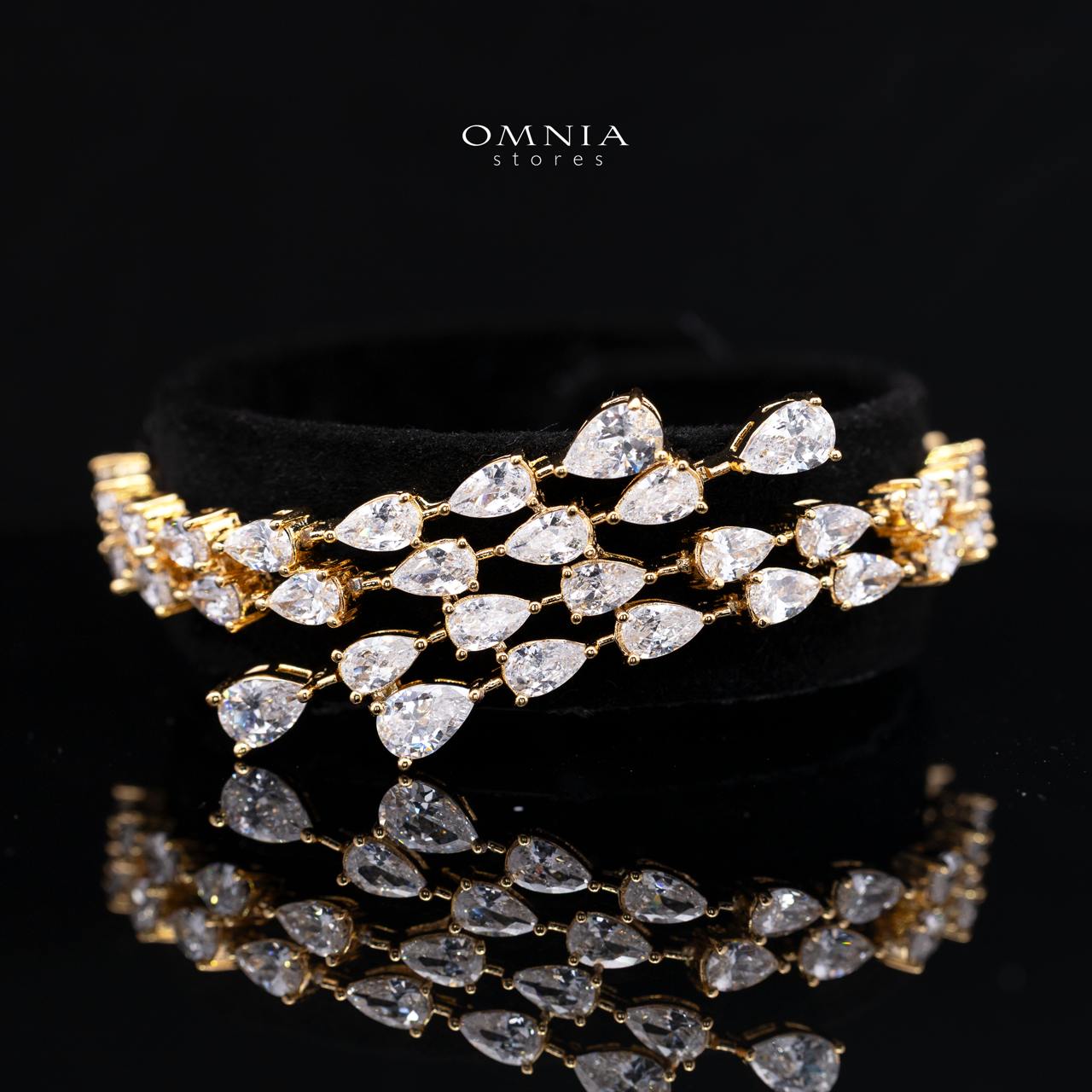 Michelle Gold Bridal Full Set Accessories in High Quality Zircon Stone in Rhodium Plated - Image 3