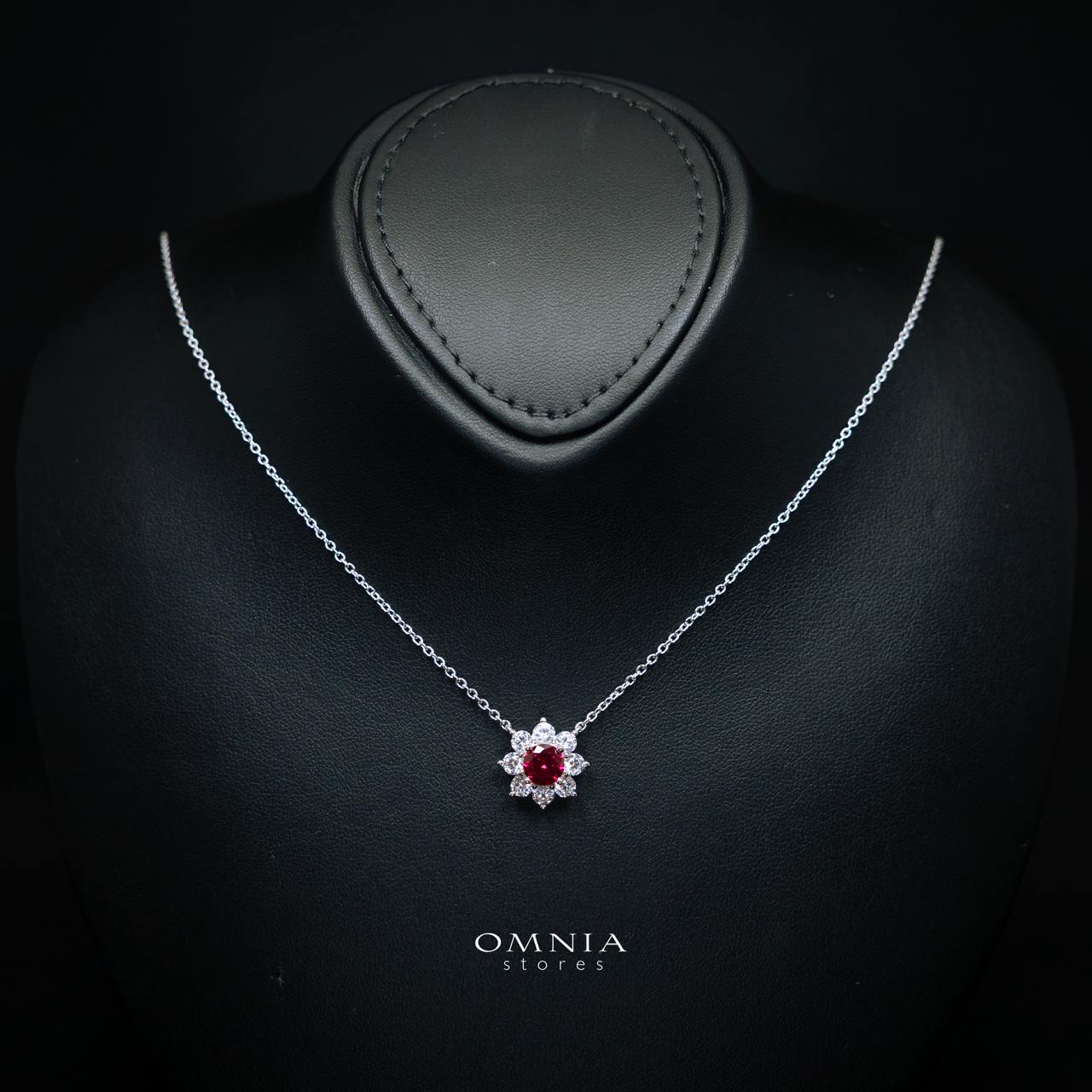 Henrietta Lab-Grown Red Ruby Pendant with GRC Certificate, Round 5mm in 925 Sterling Silver - Image 2