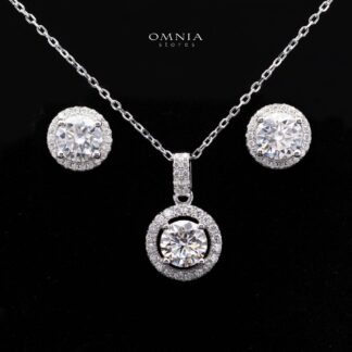 Tierna White Moissanite Necklace & Earrings Set 925 Sterling Silver
