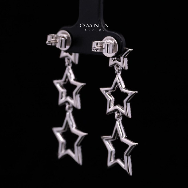 Kelahni Triple Star Drop Earrings — 925 Sterling Silver with Premium Simulated Diamonds - Image 4