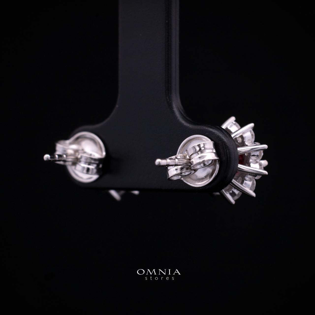 Henrietta Lab-Grown Red Ruby Earring with GRC Certificate, Round 5mm in 925 Sterling Silver - Image 3