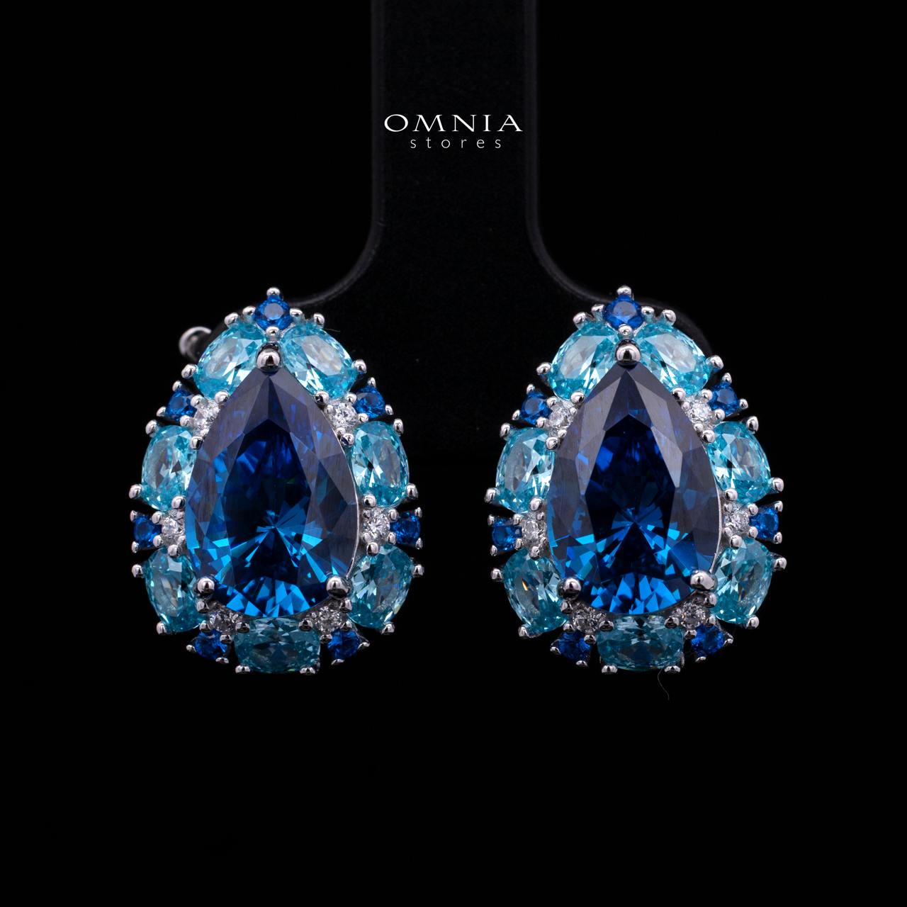 Sireesha Elegant Blue Cluster Clip-On Earrings in 925 Sterling Silver with Premium Simulated Diamond - Image 3