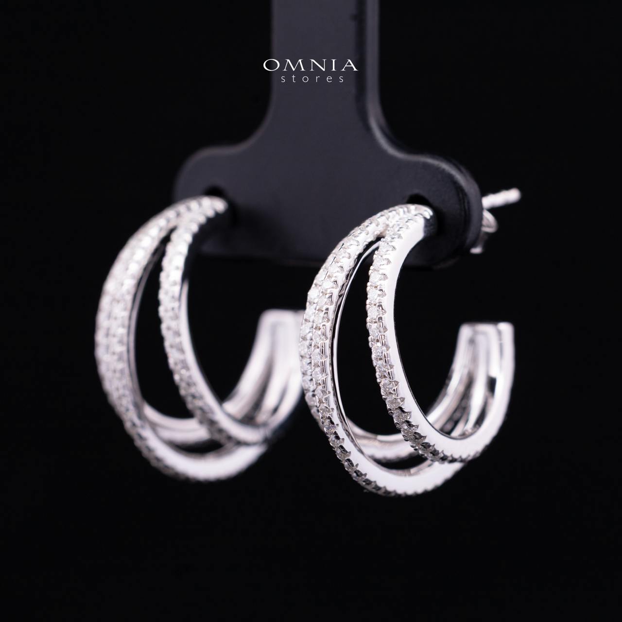 Wajeeda White Moissanite Triple-Row Hoop Earrings, Rhodium-Plated 925 Sterling Silver - Image 2