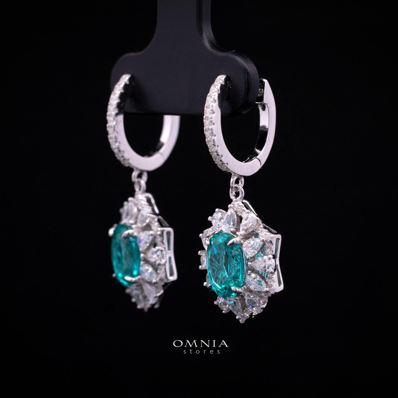 Rachel Lab-Grown Paraiba Earring with GRC Certificate, Oval 6x8mm in 925 Sterling Silver - Image 2