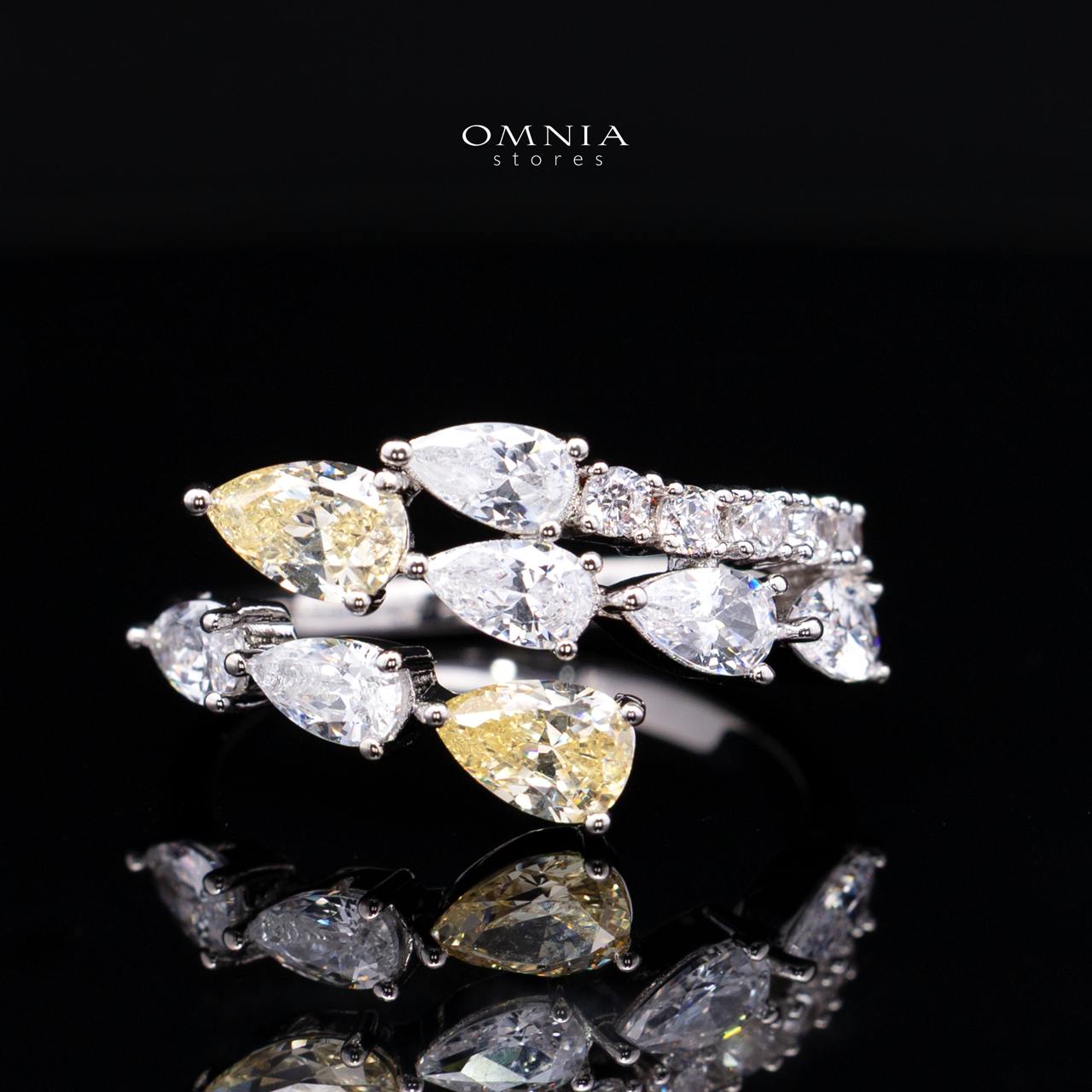 Catalina Elegant Yellow Cascading Leaf Drop Bridal Full Set with High-Quality Premium Zircon Stones, Rhodium-Plated Finish - Image 6