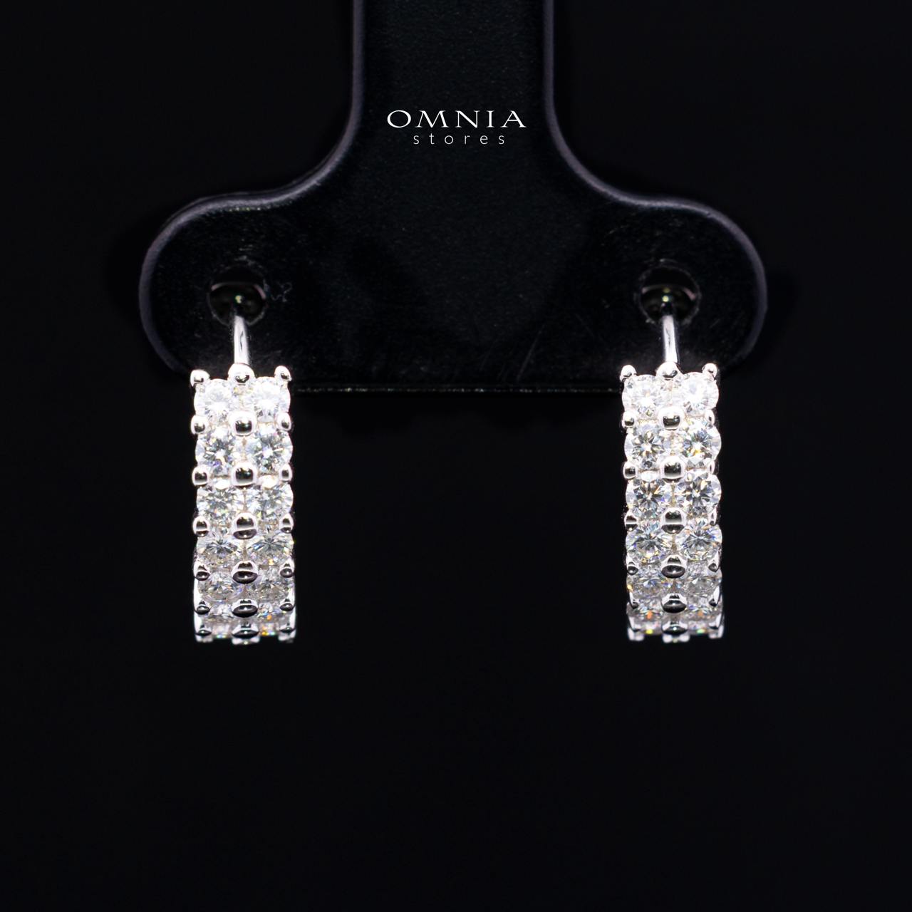 Valencia White Moissanite Half Pavé Huggie Hoop Earrings with GRA Certificate – 925 Sterling Silver, 1.8mm Round Stones