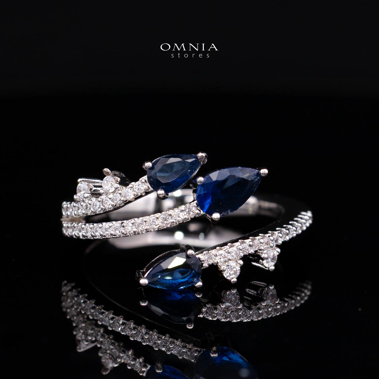 Yuliana Luxury Blue Bridal Full Set with High-Quality Premium Zircon Stones, Rhodium-Plated - Image 4