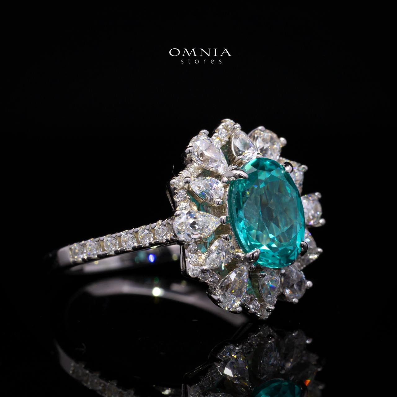 Rachel Lab-Grown Paraiba Ring with GRC Certificate, Oval 6x8mm in 925 Sterling Silver - Image 3