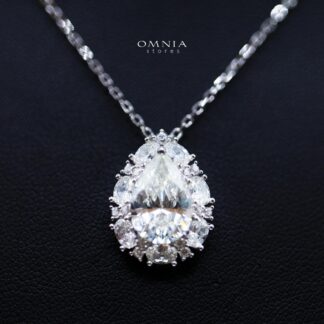 Sireesha Elegant Silver Cluster Pendant Necklace in 925 Sterling Silver with Premium Simulated Diamond
