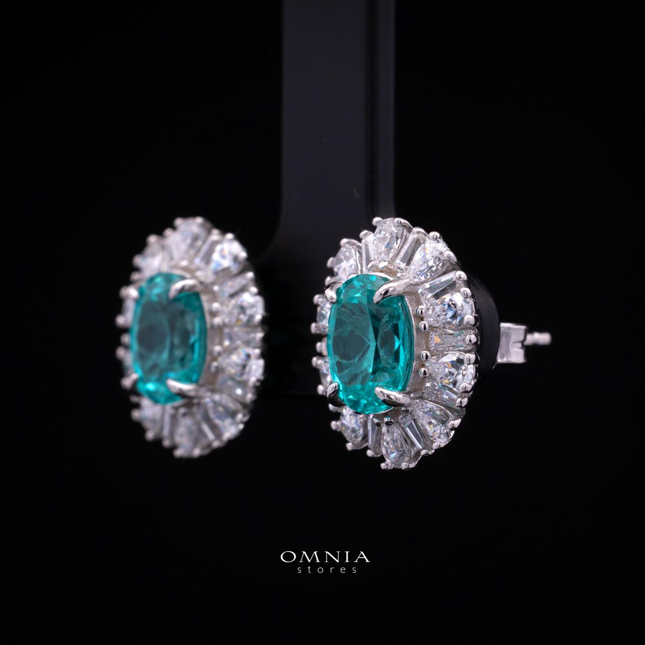 Kaitlynn Lab-Grown Paraiba Earrings with GRC Certificate, Oval 7×9mm, in 925 Sterling Silver - Image 2