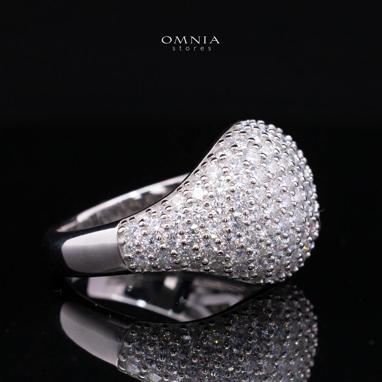 Galla White Moissanite Signature Cluster Dome Ring – Rhodium-Plated 925 Silver - Image 3