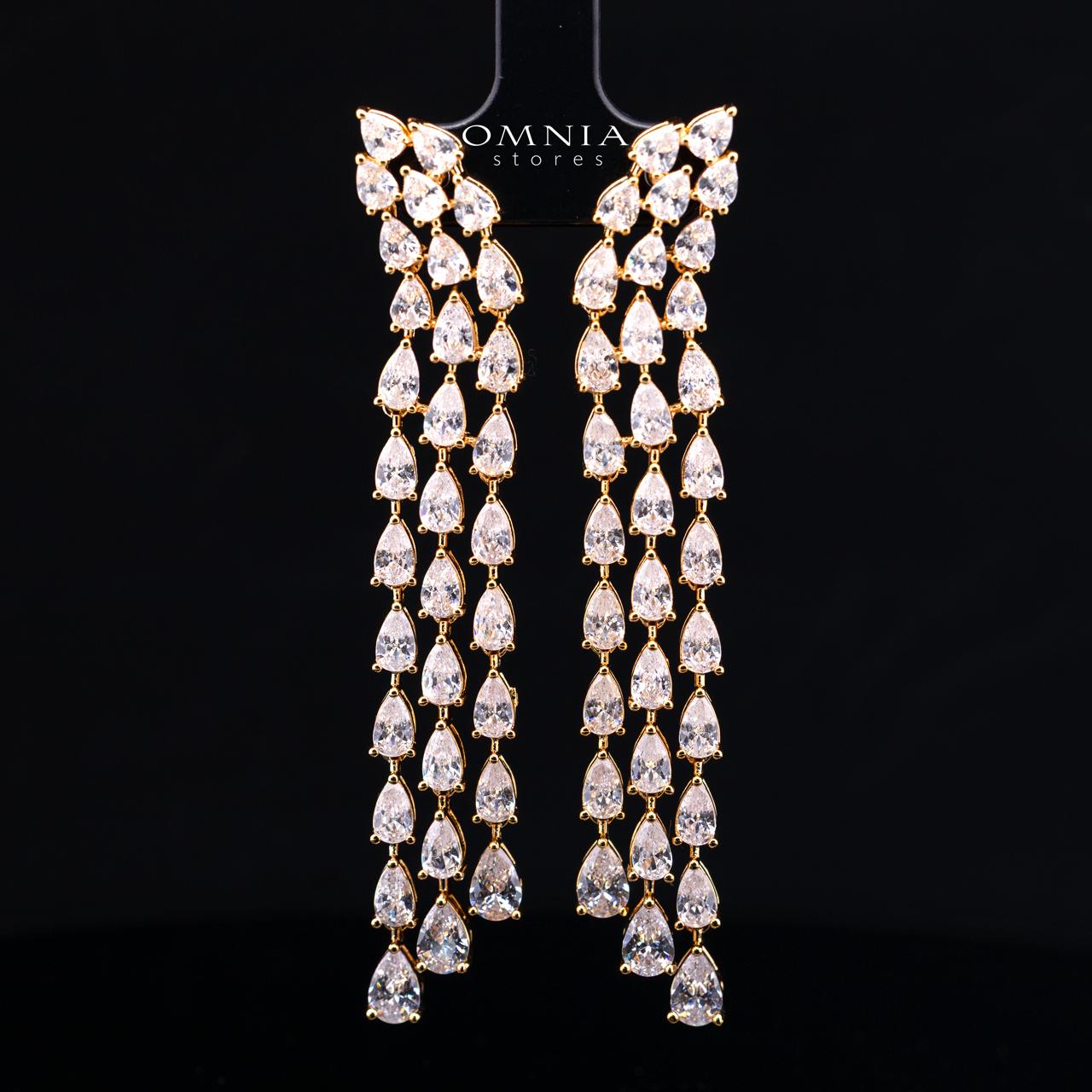 Michelle Gold Bridal Full Set Accessories in High Quality Zircon Stone in Rhodium Plated - Image 4
