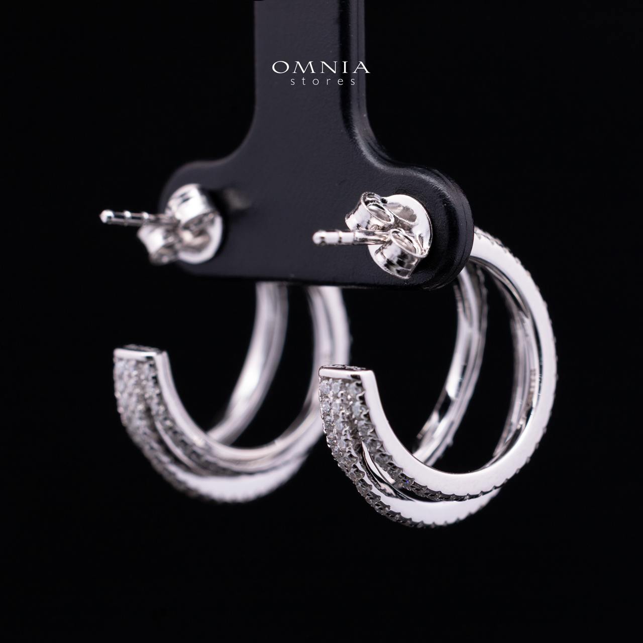 Wajeeda White Moissanite Triple-Row Hoop Earrings, Rhodium-Plated 925 Sterling Silver - Image 3