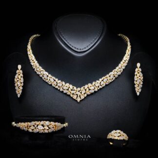 Alina Gold Bridal Full Set in High Quality Zircon Stone Rhodium Plated(15 size only available in ksa )
