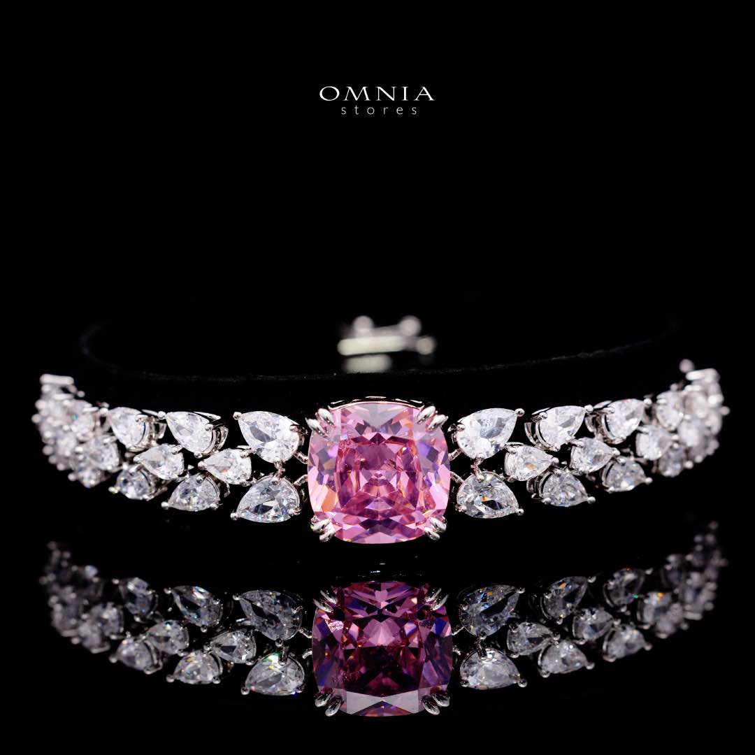 Nazaha Bridal Full Set in Rhodium Plated with High Quality White and Pink Zircon Stones - Image 4