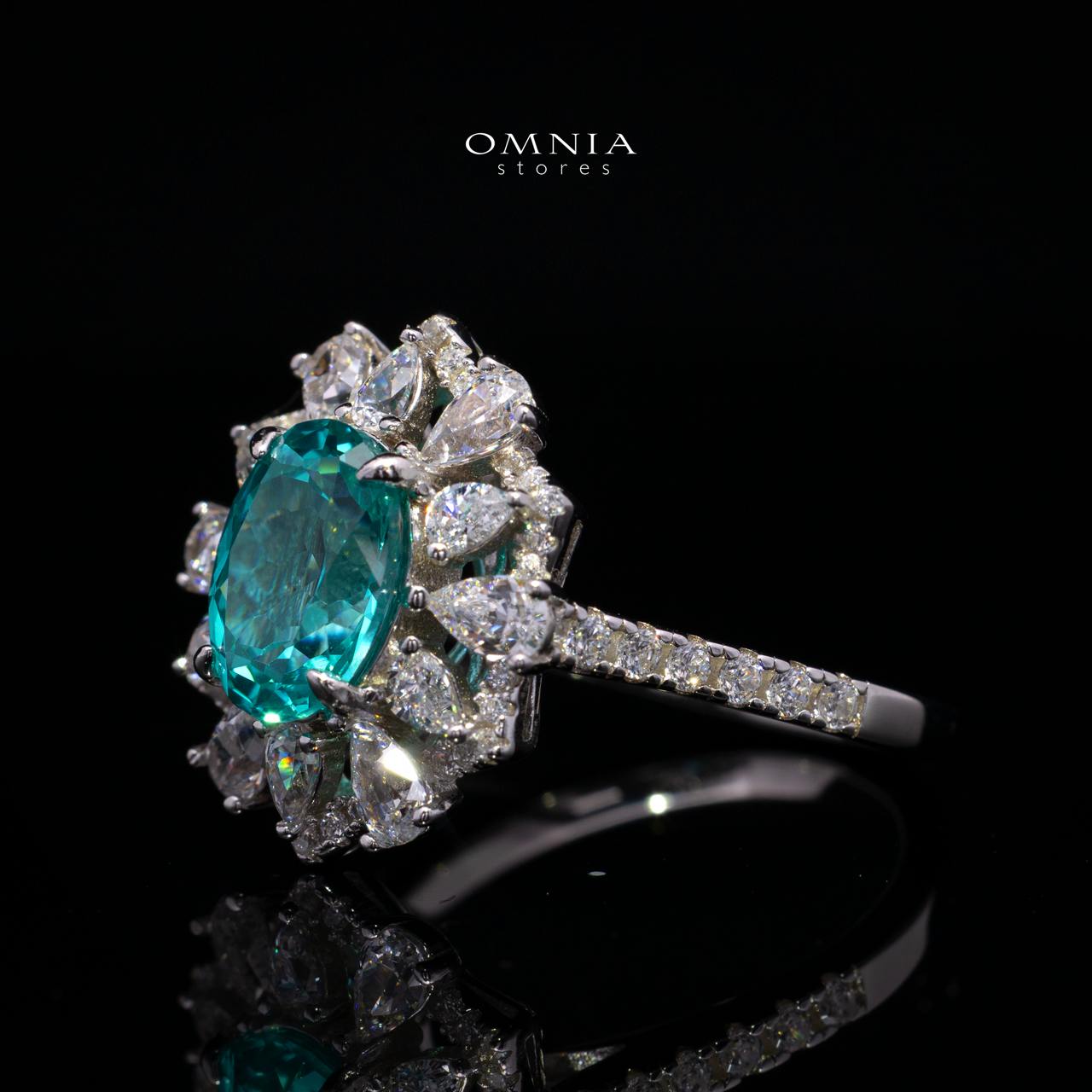 Rachel Lab-Grown Paraiba Ring with GRC Certificate, Oval 6x8mm in 925 Sterling Silver - Image 2