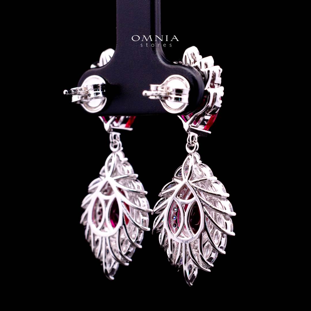Carolina Lab-Grown Red Ruby Earrings with GRC Certificate, Pear 6×9mm in 925 Sterling Silver - Image 4
