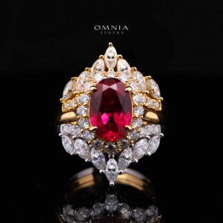 Vittoria Lab-Grown Ruby Moissanite Ring with GRC Certificate – Oval 8x12mm, 925 Sterling Silver