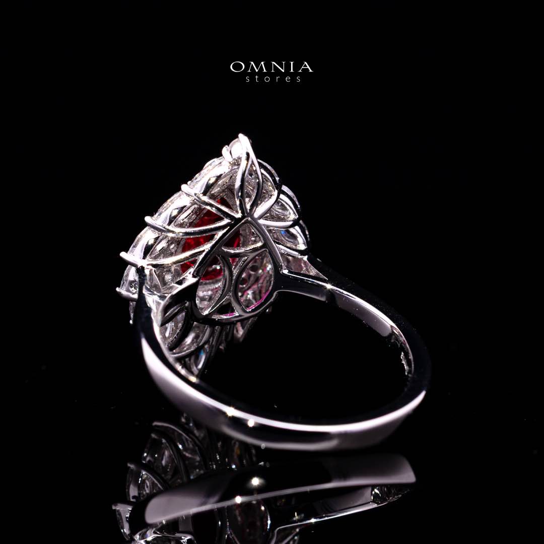 Carolina Lab-Grown Red Ruby Pear-Cut Ring (6x9mm) with GRC Certificate in 925 Sterling Silver - Image 4