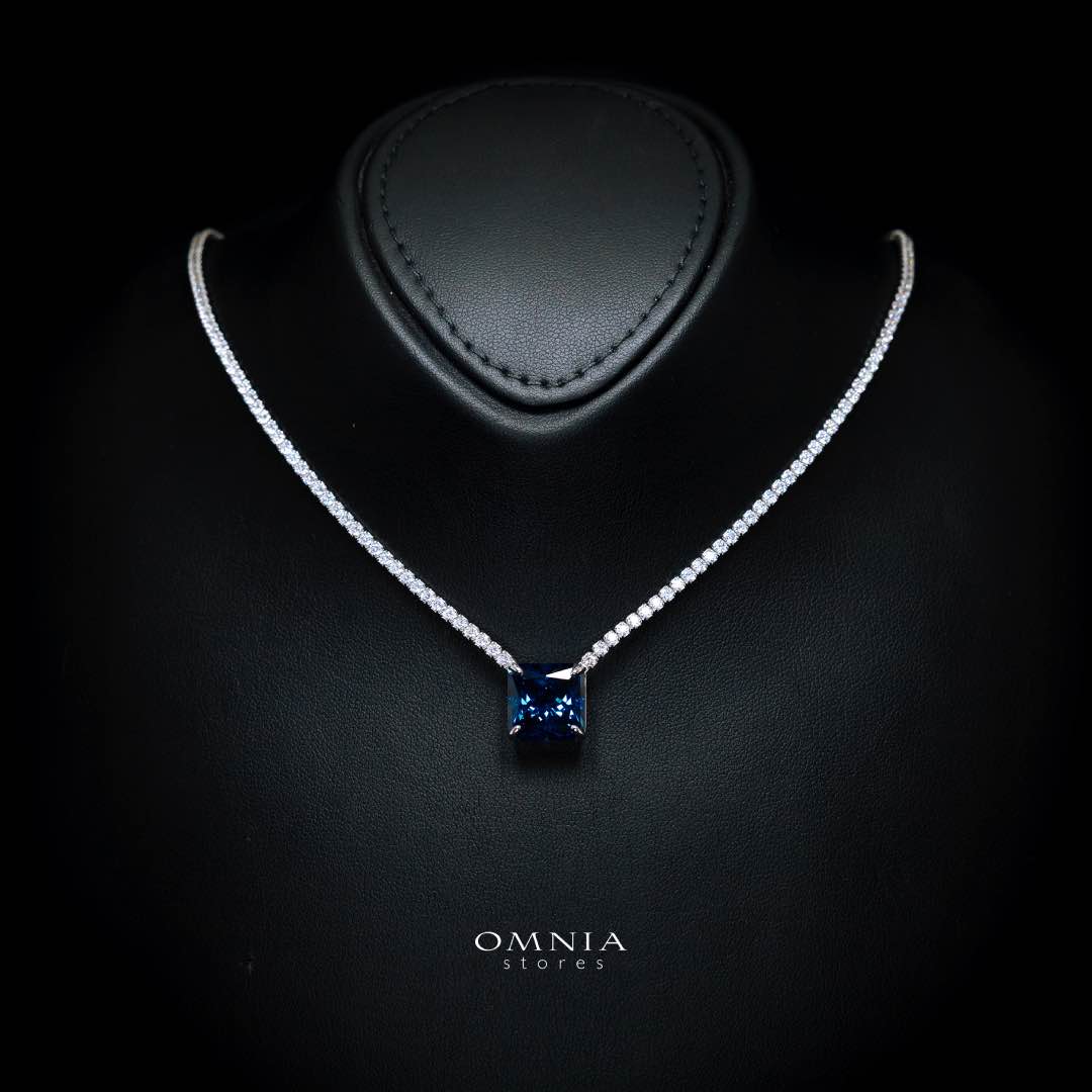Bettina Blue Necklace 925 Silver in High Quality Simulated Diamonds - Image 2
