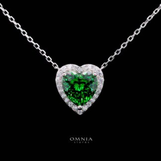 Samiha Green Heart Necklace In 925 Silver High Quality Simulated Diamonds
