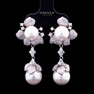 Ziyu Pearl Clip-On Earrings in 925 Sterling Silver with Premium Simulated Diamonds
