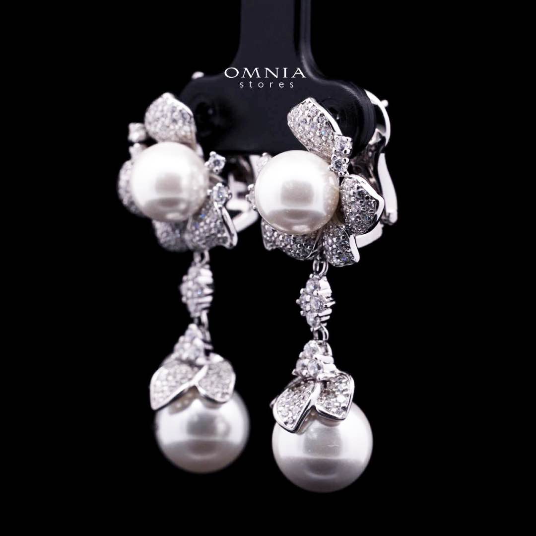 Ziyu Pearl Clip-On Earrings in 925 Sterling Silver with Premium Simulated Diamonds - Image 2